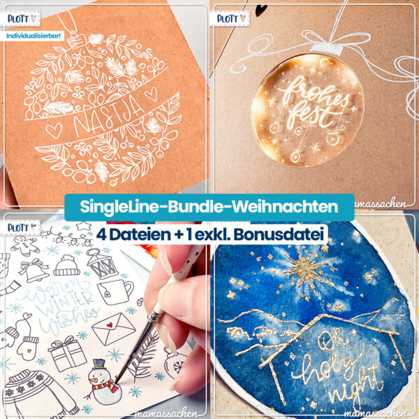 Mamas Sachen - Plotterdatei Singleline bundle Weihnachten zum Gravieren, Zeichnen und für den Foilquill mit dem Plotter. SVG und DXF